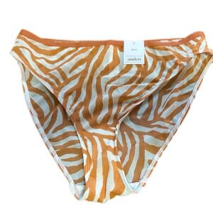 Auden Bikini Orange White Zebra Print Mesh Bikini Bottoms Size‎ S